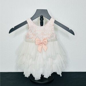 American Princess Pearl Rhinestones Pink Satin Dress